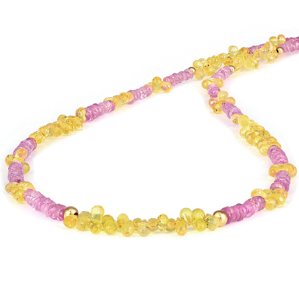 Yellow and Pink Sapphire Silver Necklace