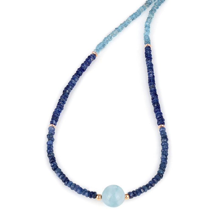 Aquamarine, Blue Sapphire and Kyanite Silver Necklace