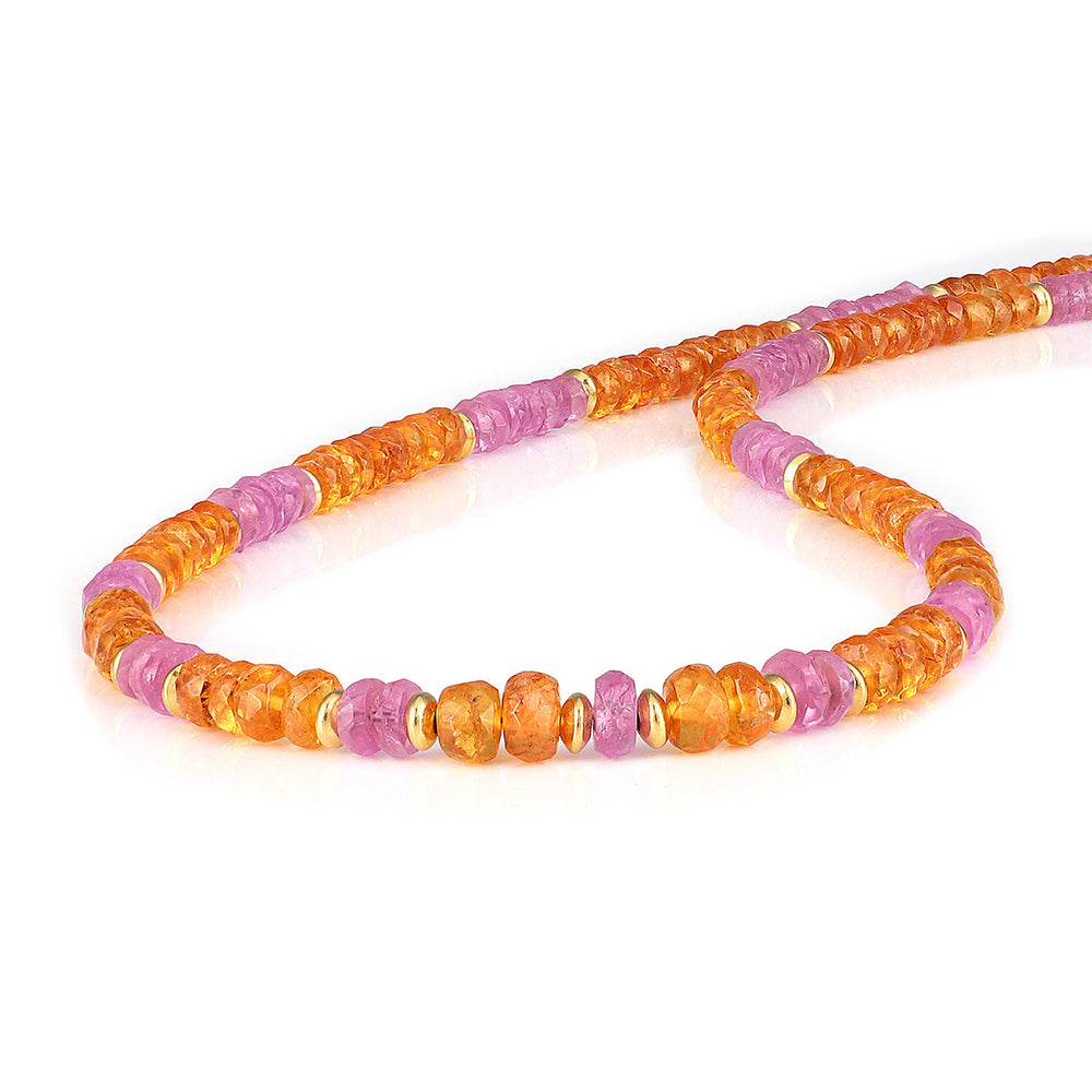 Mandarin Garnet and Pink Sapphire Silver Necklace