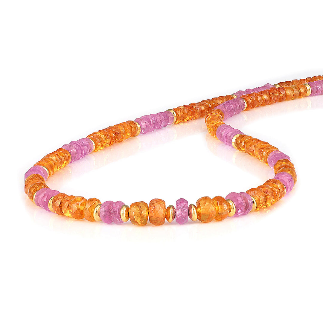 Mandarin Garnet and Pink Sapphire Silver Necklace