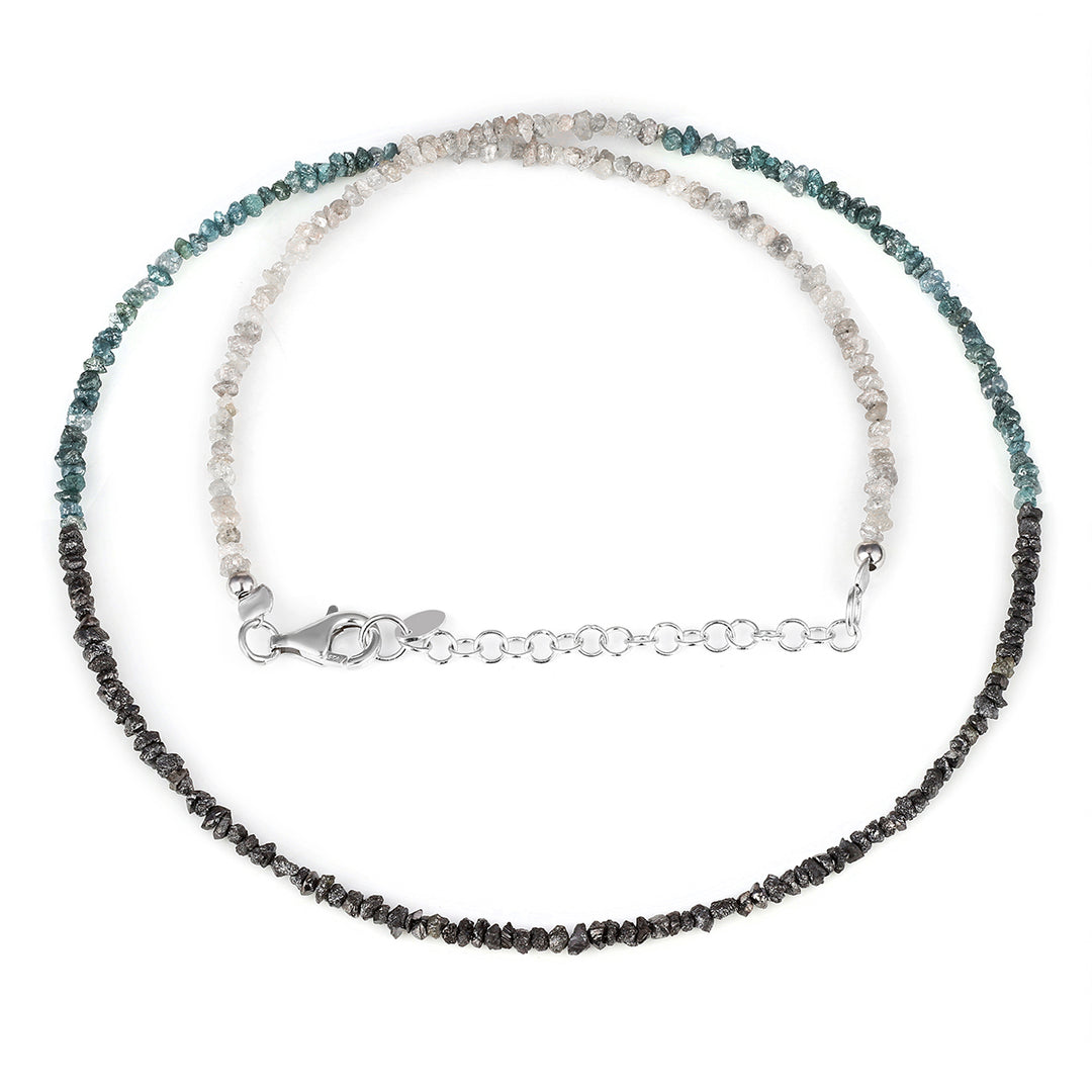 Diamond Black, Blue & Gray Beads Necklace