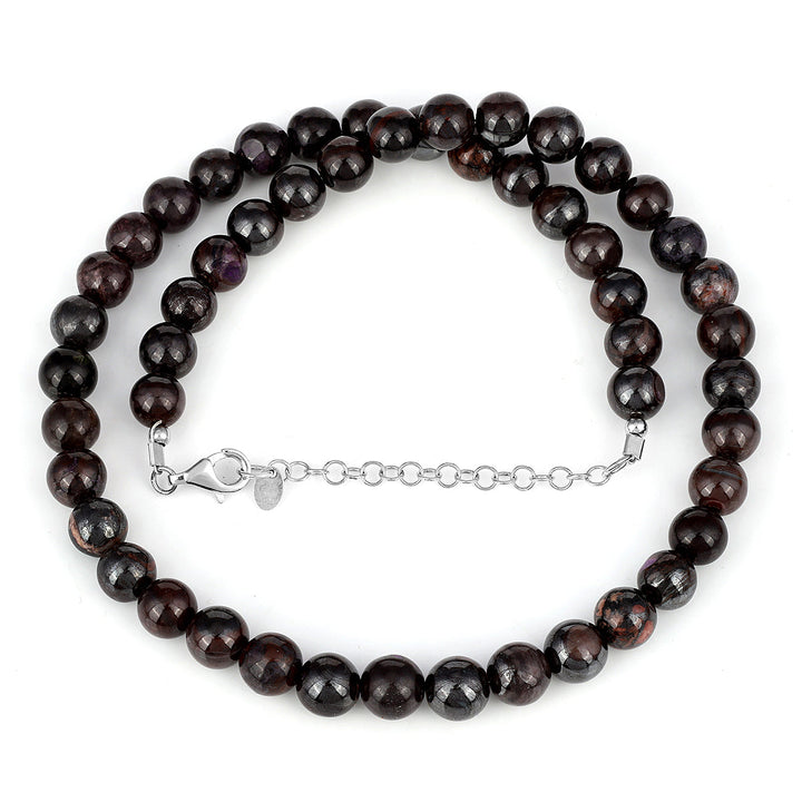 Sugilite Beads Unisex Silver Necklace