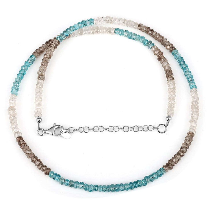 Blue, Brown and Champagne Zircon Silver Necklace