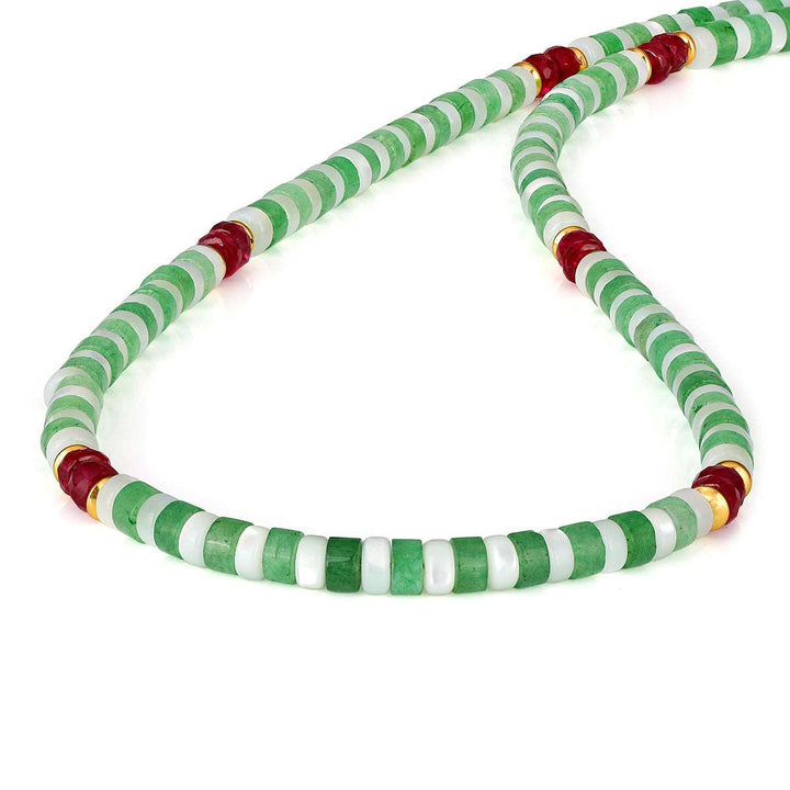 Aventurine, Mother of Pearl and Ruby Choker Necklace