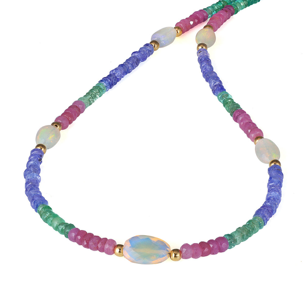 Sterling Silver Multi Gemstone Beads Necklace