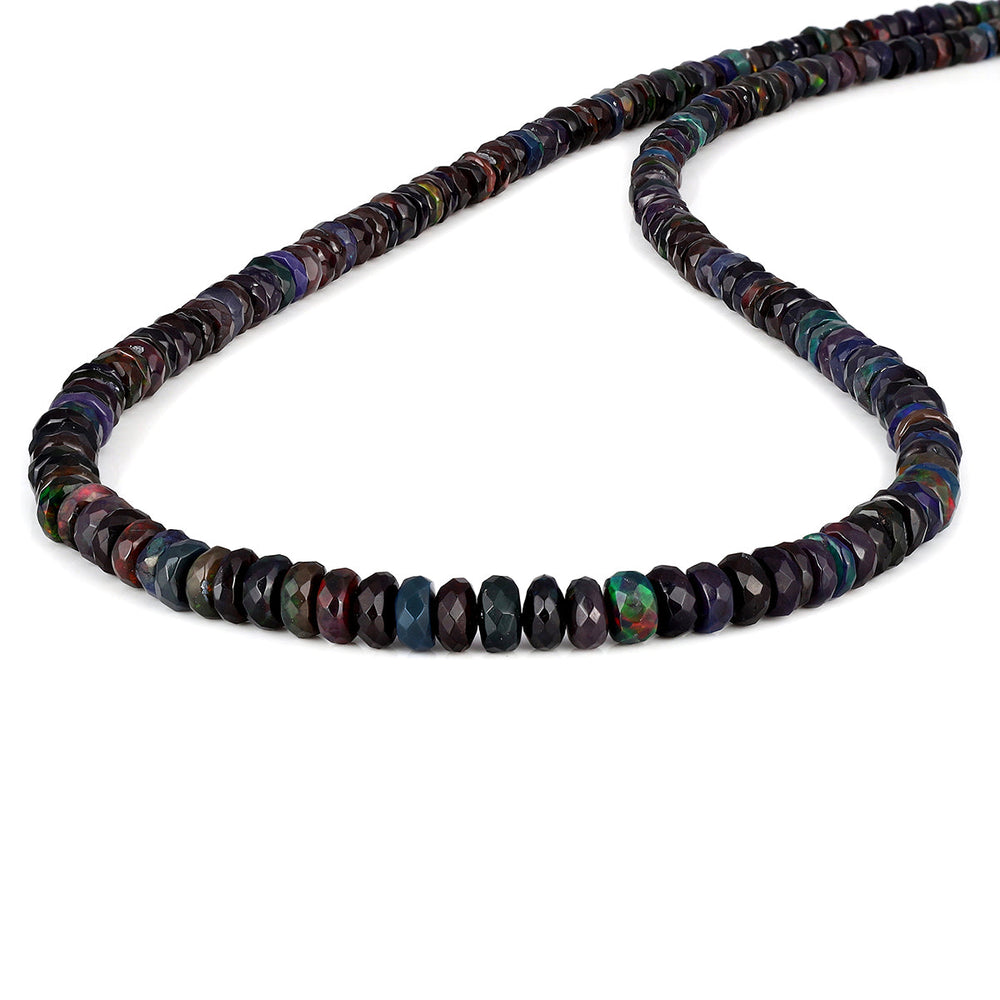 Ethiopian Black Opal Silver Necklace