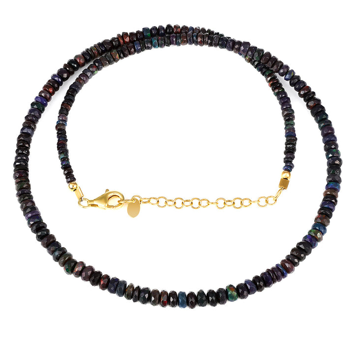 Ethiopian Black Opal Silver Necklace