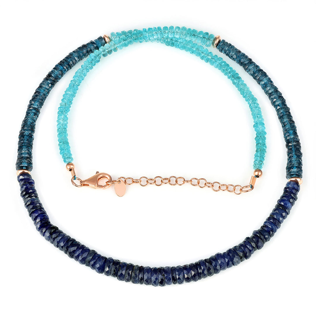 London Blue Topaz, Sapphire and Apatite Silver Necklace