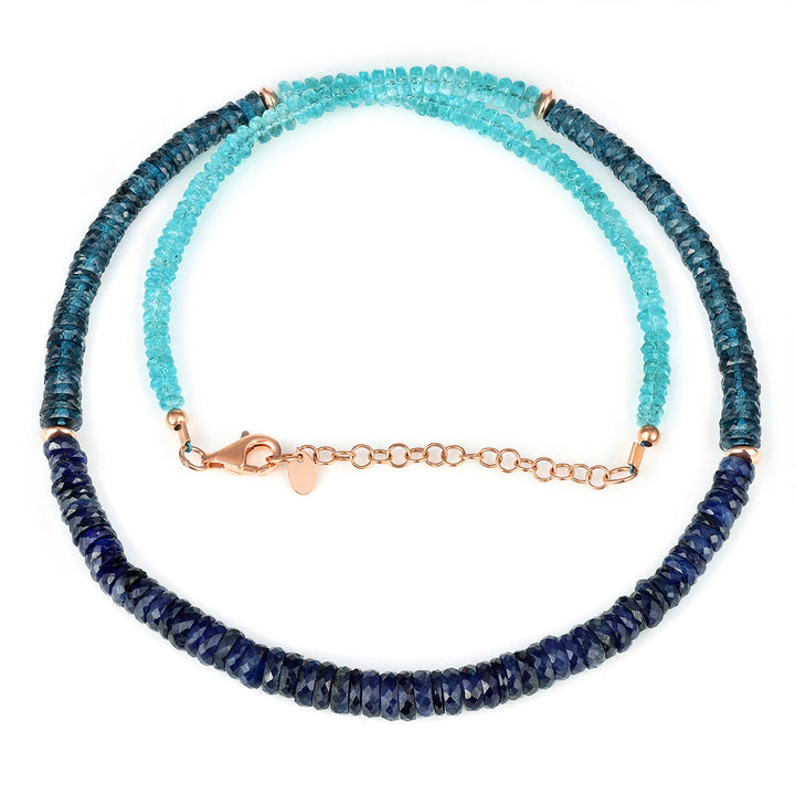 London Blue Topaz, Sapphire and Apatite Silver Necklace