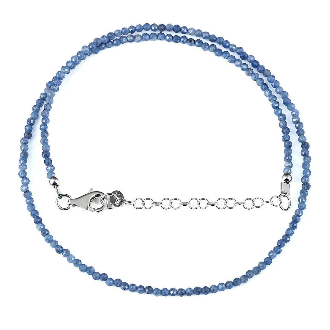 Blue Sapphire Beads Silver Necklace