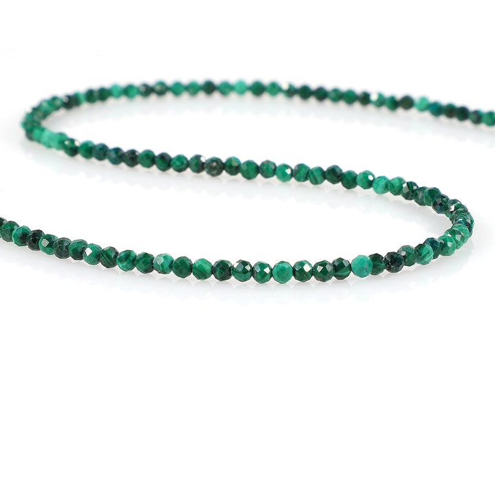 Malachite Beads Silver Necklace