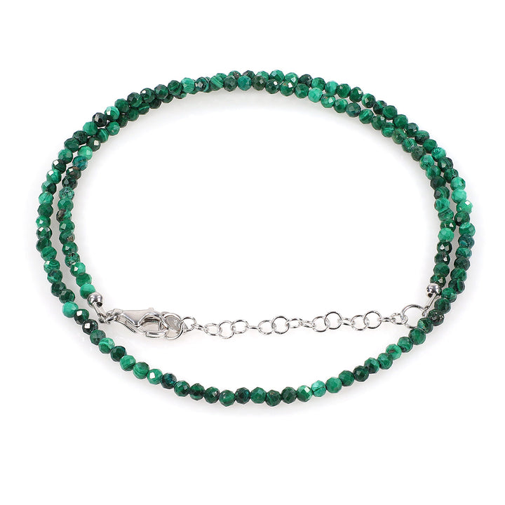 Malachite Beads Silver Necklace