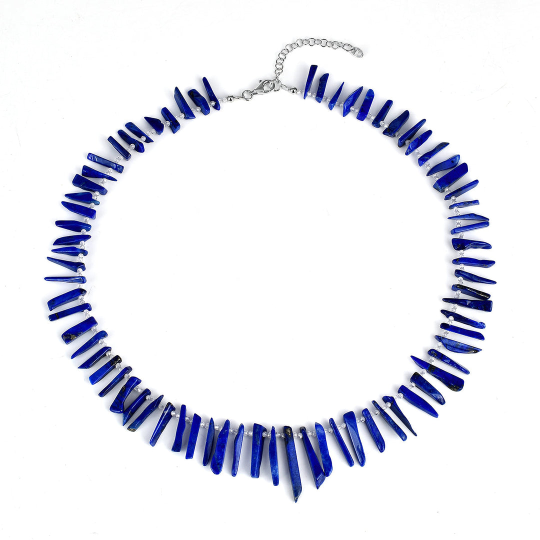 Lapis Lazuli and Zircon Silver Necklace