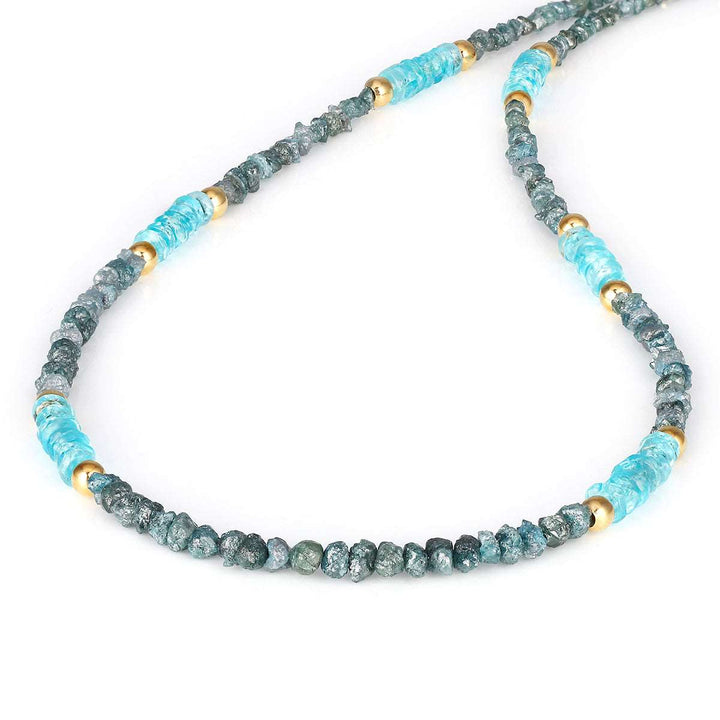 Apatite and Diamond Silver Necklace