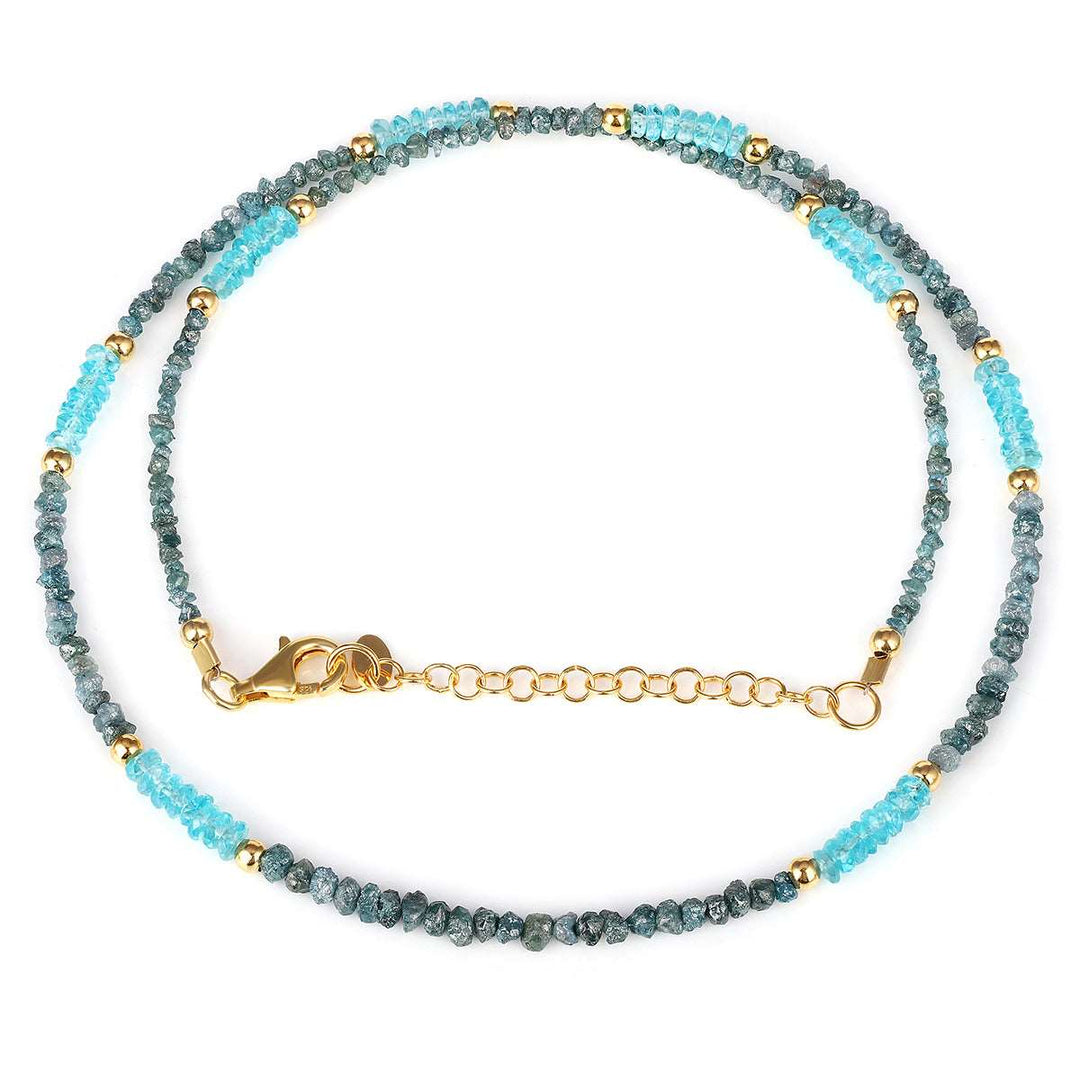 Apatite and Diamond Silver Necklace