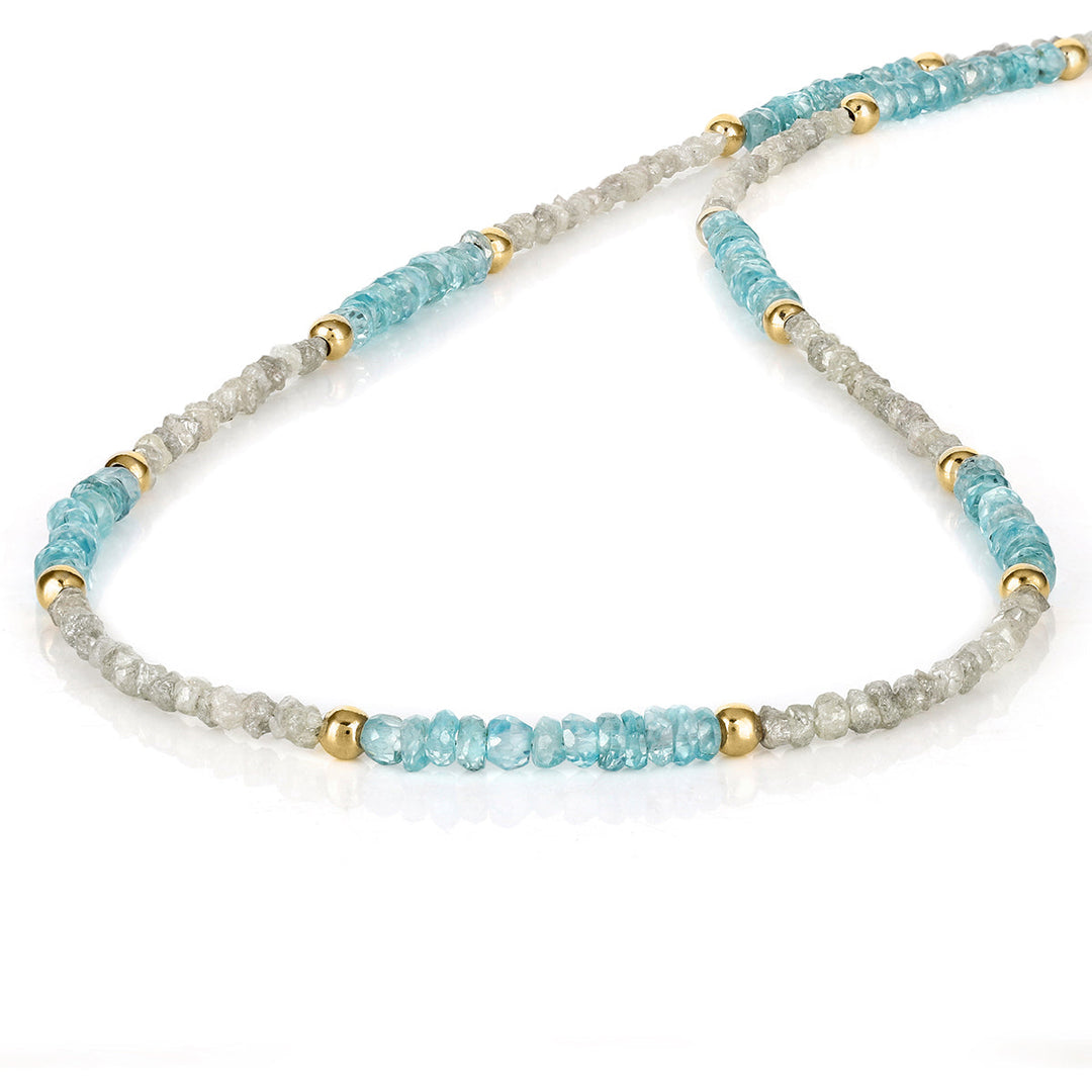 Diamond and Blue Zircon Silver Necklace