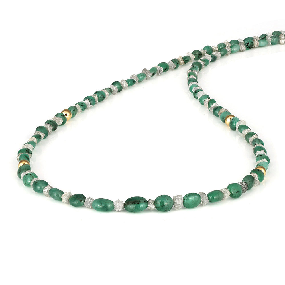 Emerald and Diamond Silver Necklace