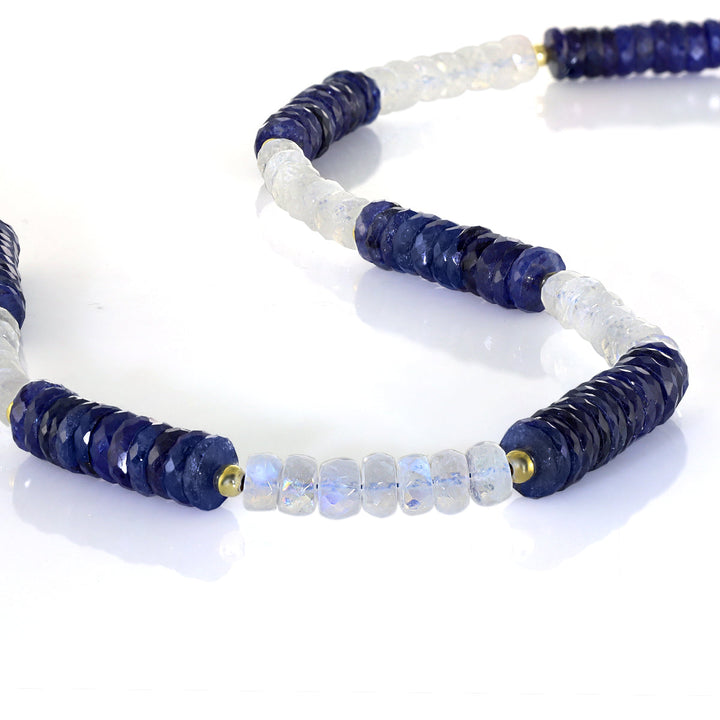 Moonstone and Blue Sapphire Silver Necklace