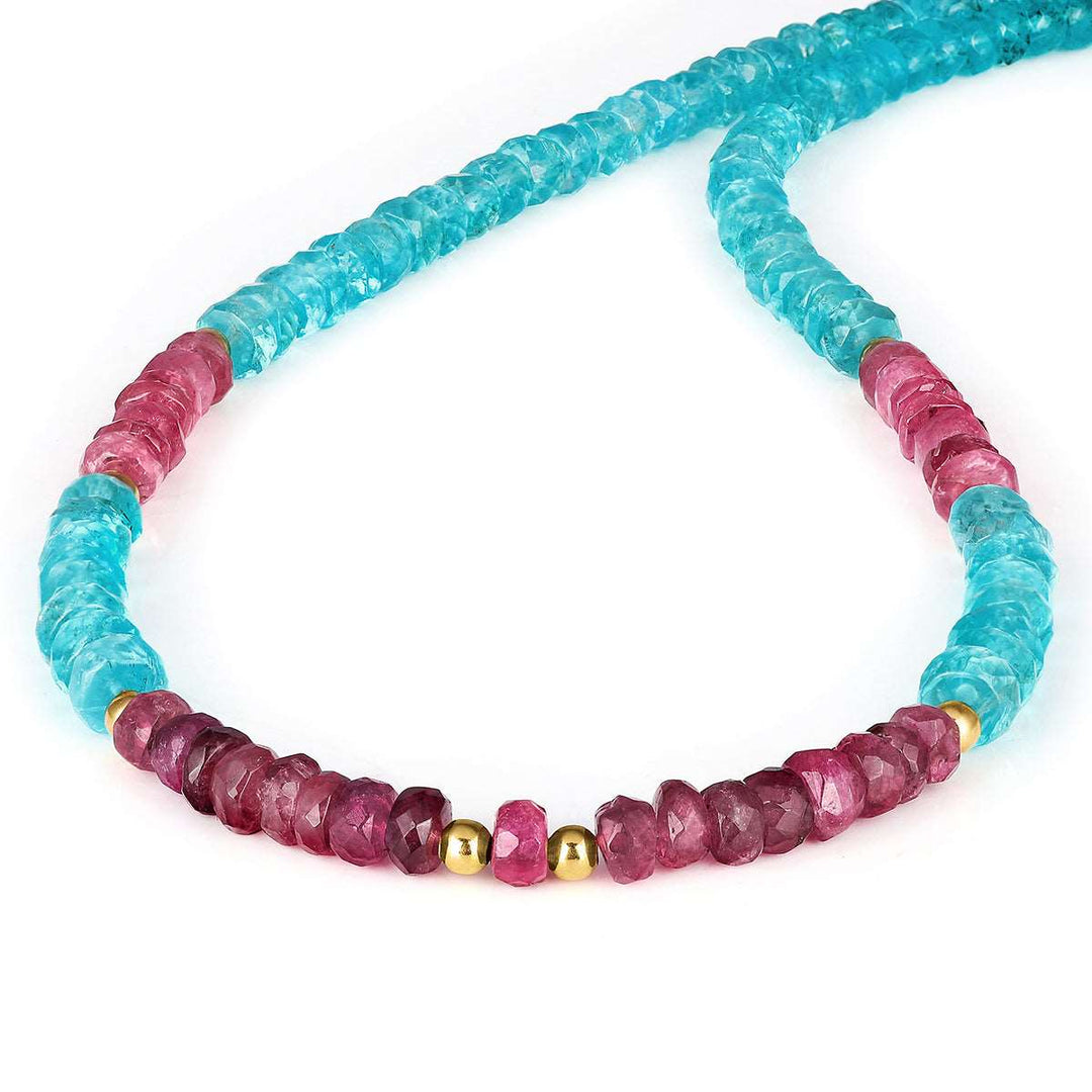 Apatite and Tourmaline Silver Necklace
