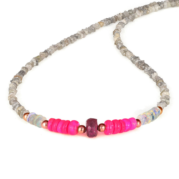 Diamond, Opal and Tourmaline Necklace