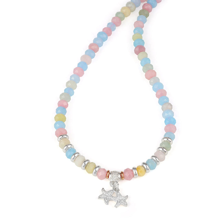 Multi Beryl Silver Stars Pendant Necklace