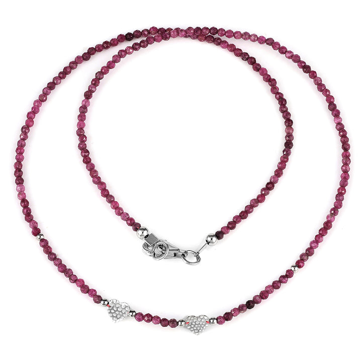 Ruby with Sterling Silver Heart Necklace