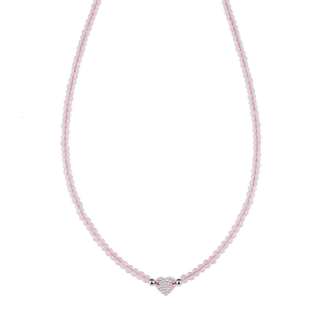 Sterling Silver Rose Quartz Choker Necklace