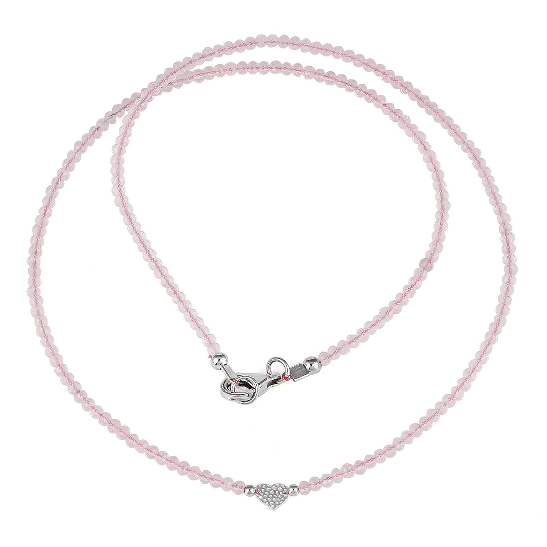 Sterling Silver Rose Quartz Choker Necklace