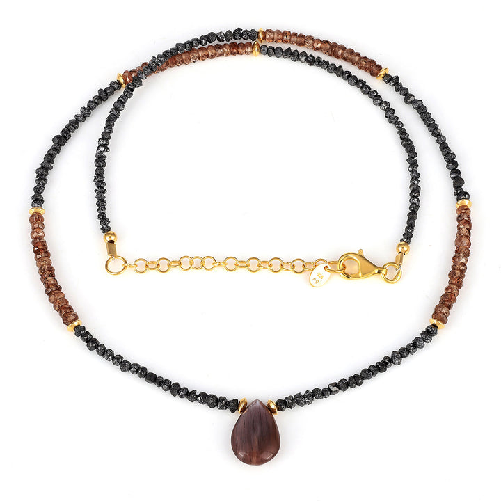 Diamond, Zircon and Moonstone Pendant Necklace
