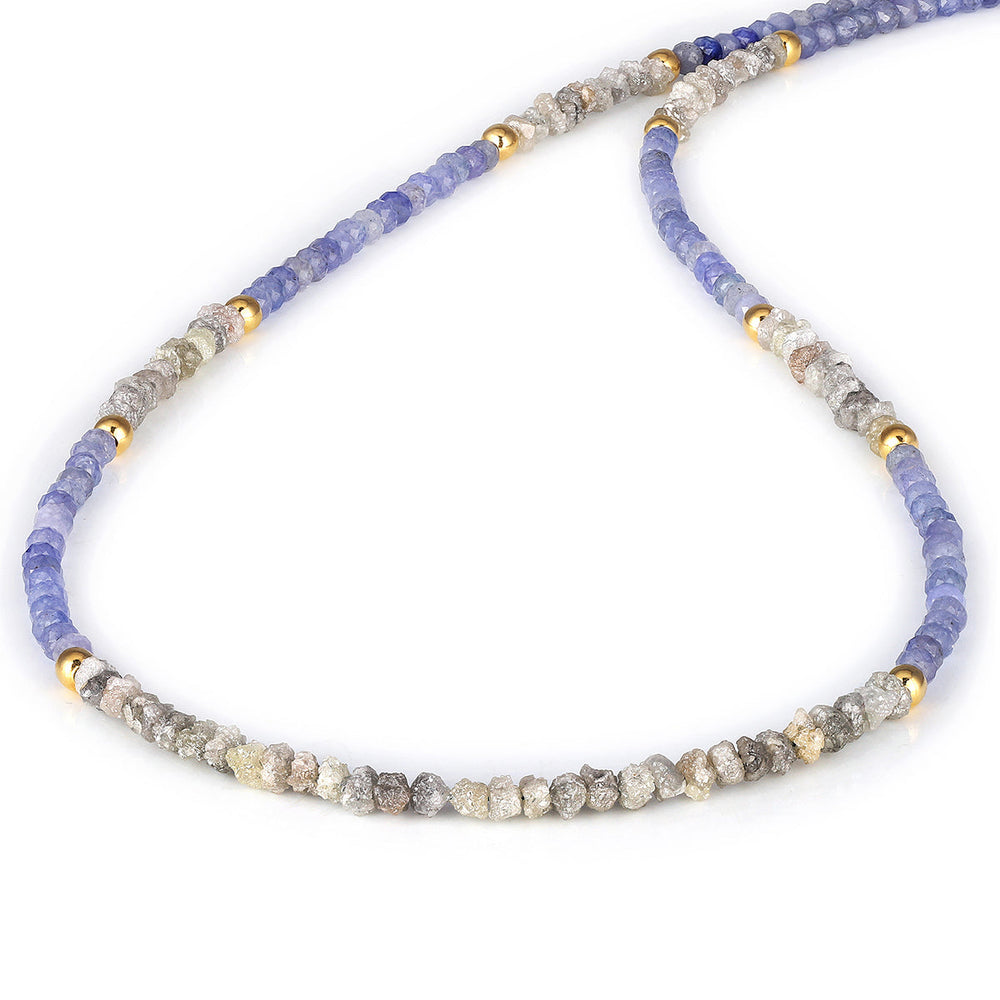 Tanzanite and Diamond Silver Necklace