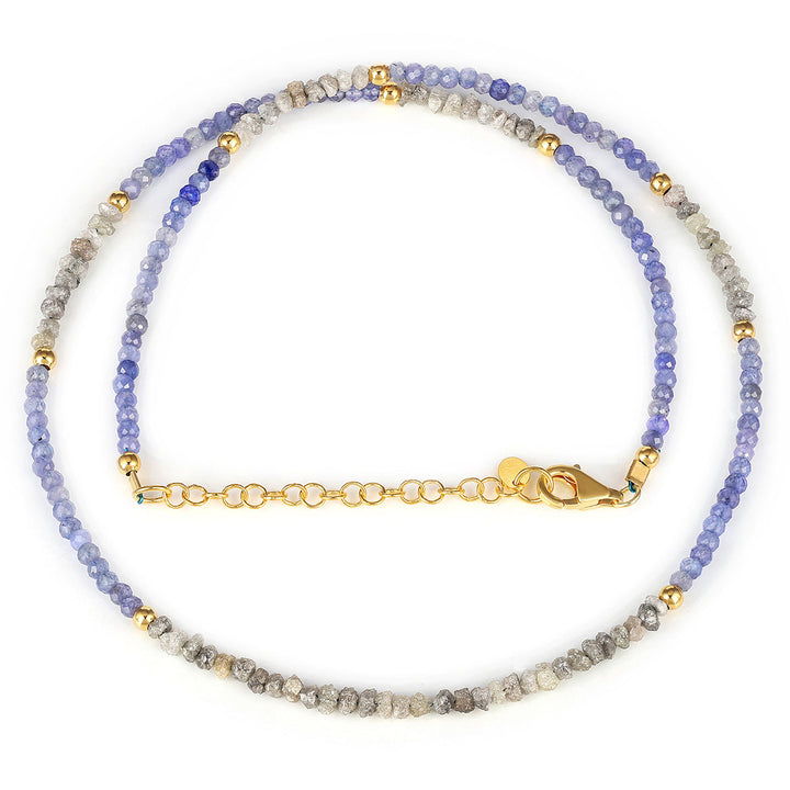 Tanzanite and Diamond Silver Necklace