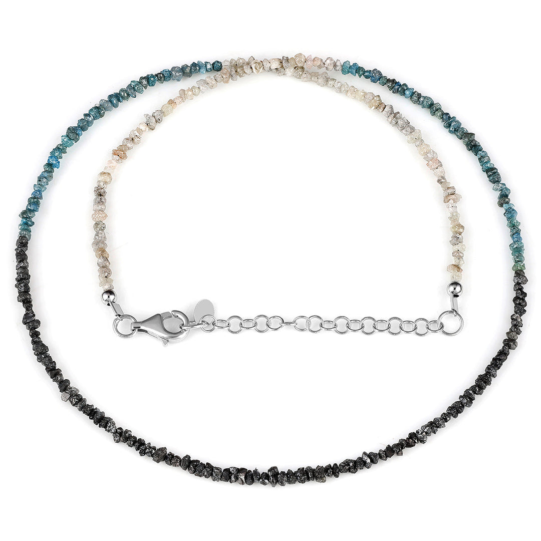 Diamond Black, Blue & Gray Beads Necklace