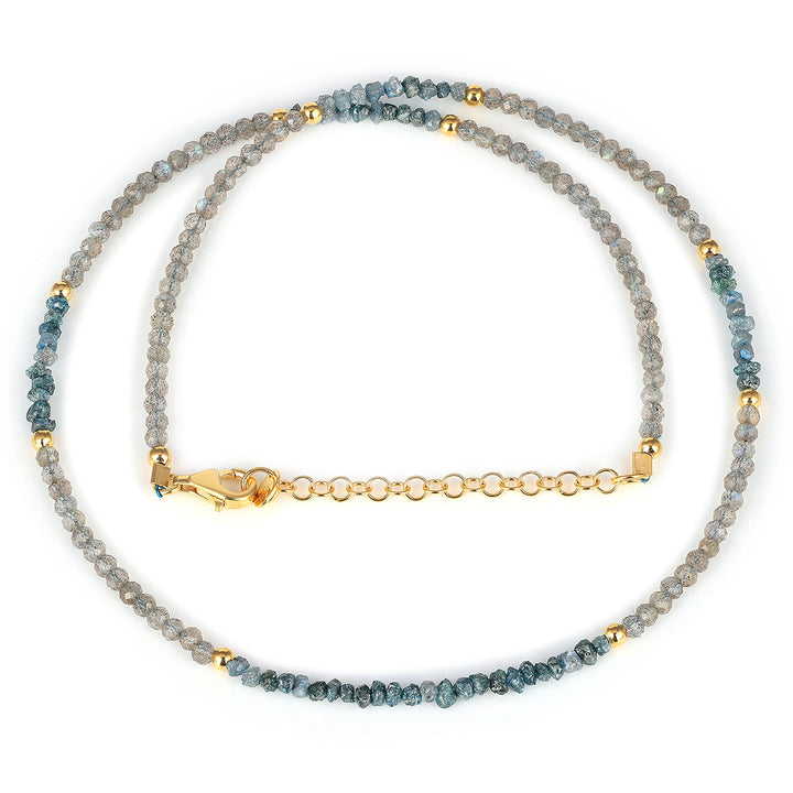 Labradorite and Diamond Silver Necklace