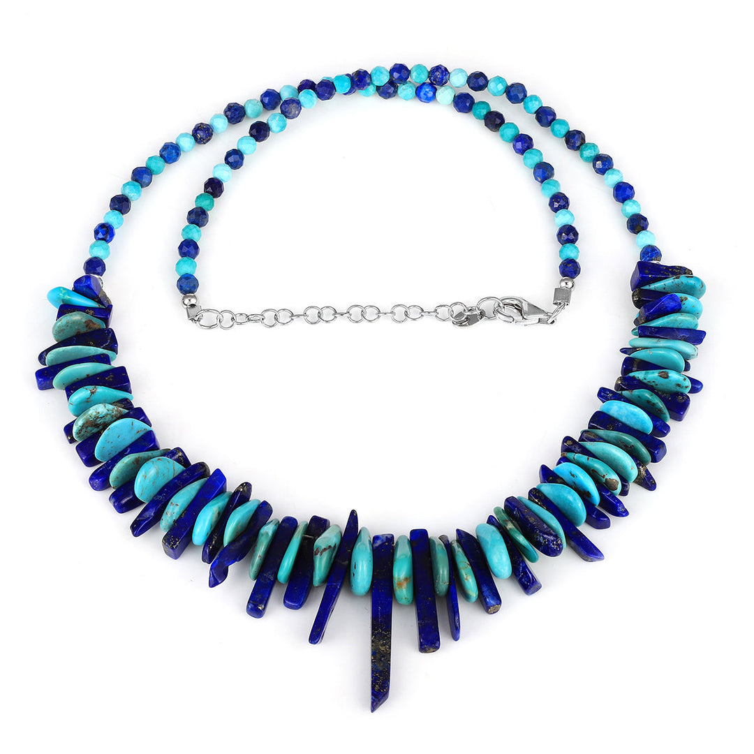 Turquoise and Lapis Lazuli Silver Necklace