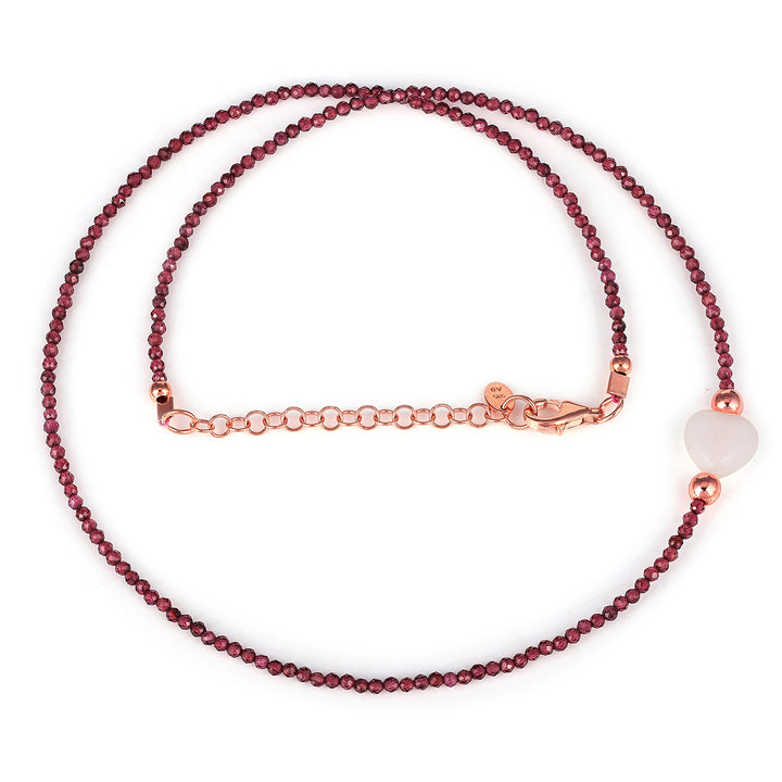 Sterling Silver Garnet and Pink Calcite Necklace