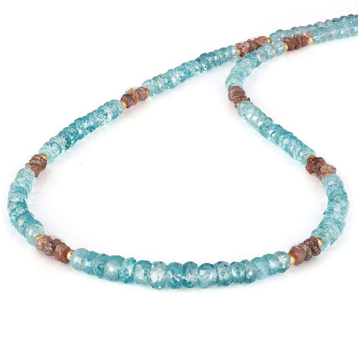 Blue Zircon and Diamond Silver Necklace