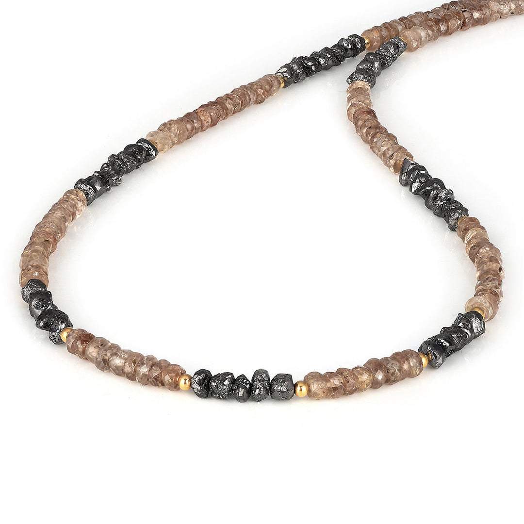 Diamond and Brown Zircon Silver Necklace