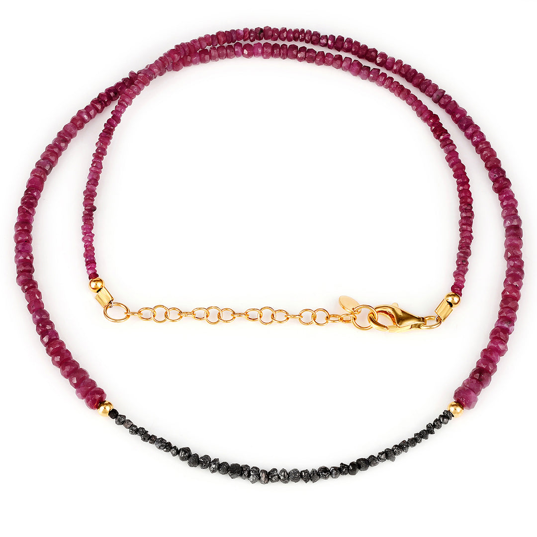 Ruby and Diamond 925 Silver Necklace