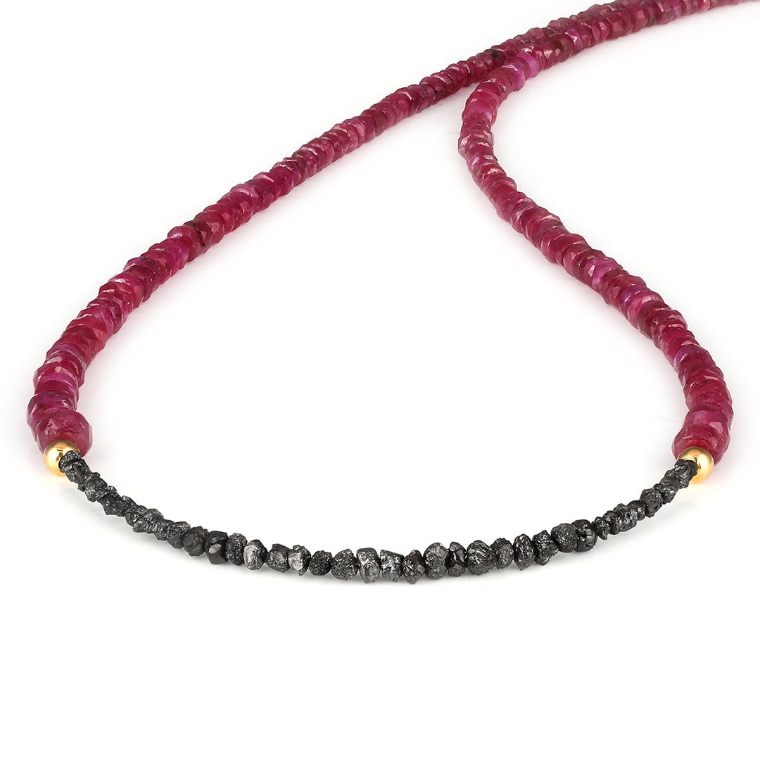 Ruby and Diamond 925 Silver Necklace