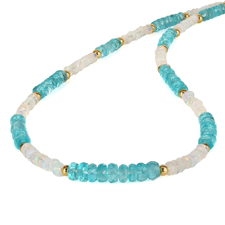 Ethiopian Opal and Sky Apatite Silver Necklace