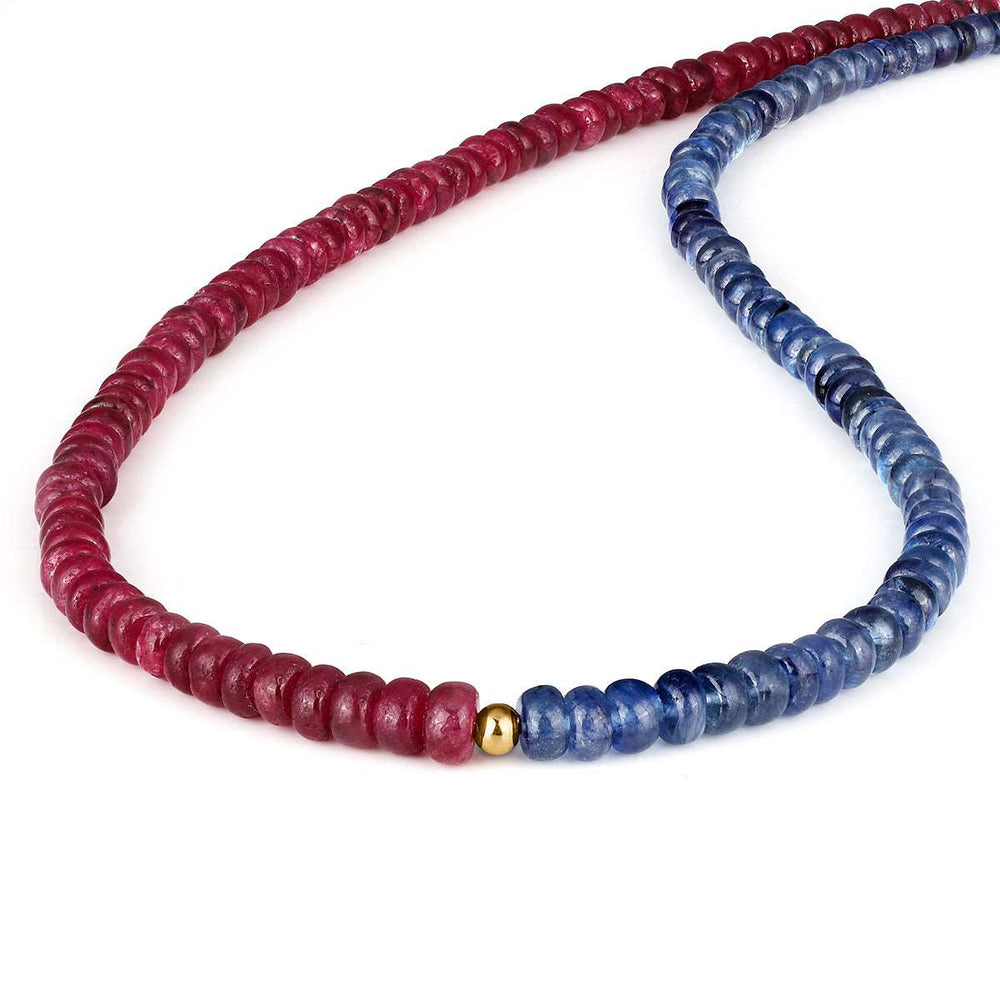 Blue Sapphire and Ruby Silver Necklace