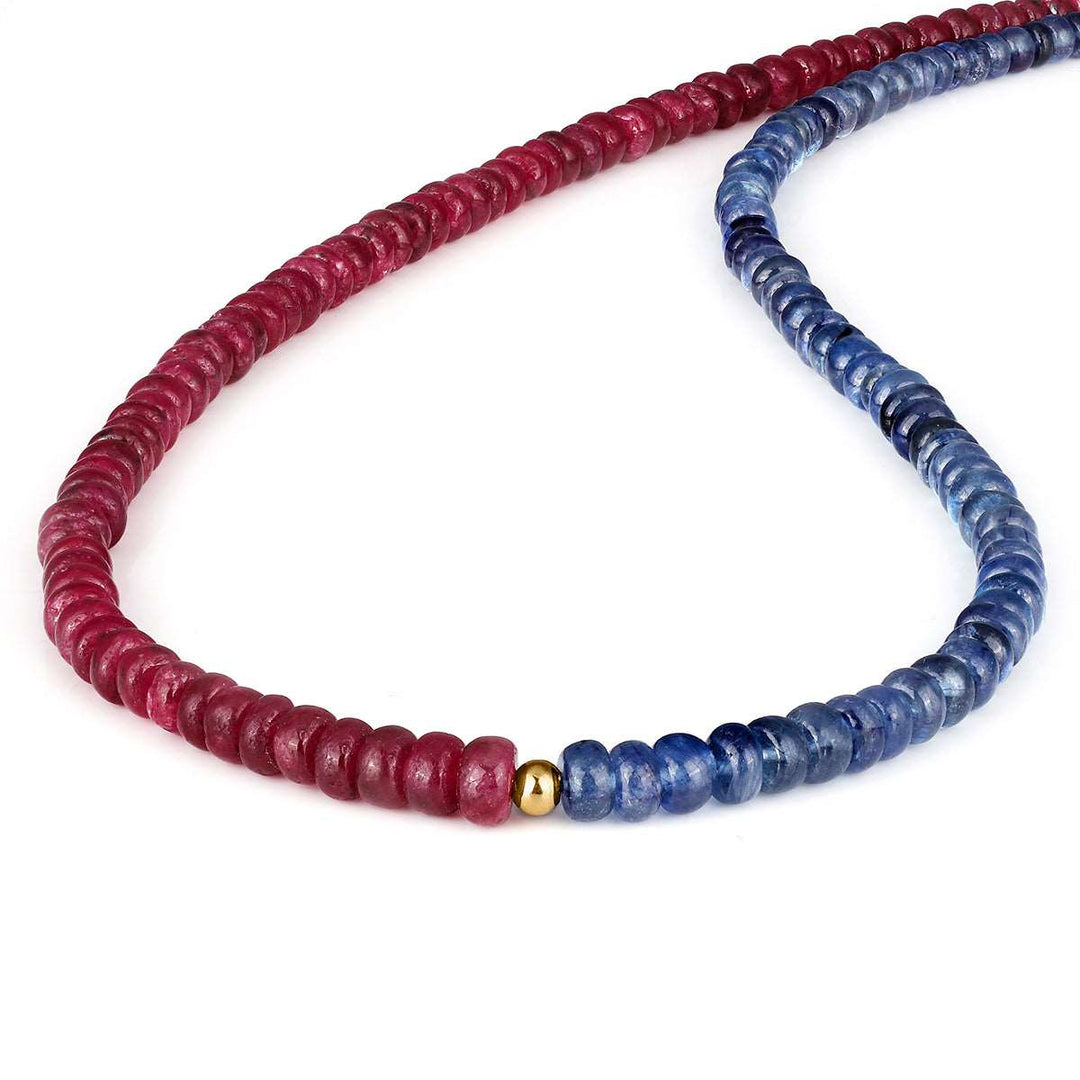 Blue Sapphire and Ruby Silver Necklace