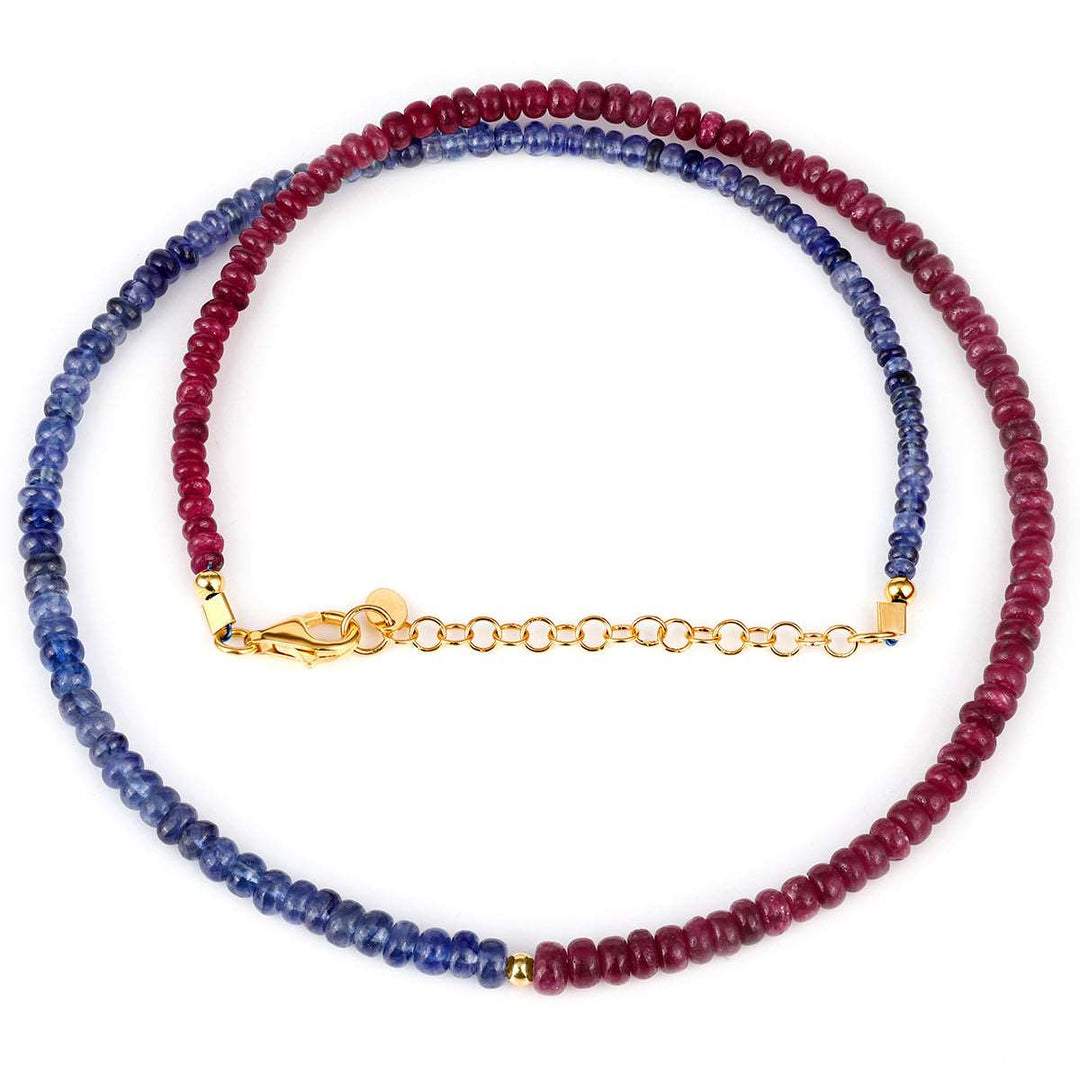 Blue Sapphire and Ruby Silver Necklace