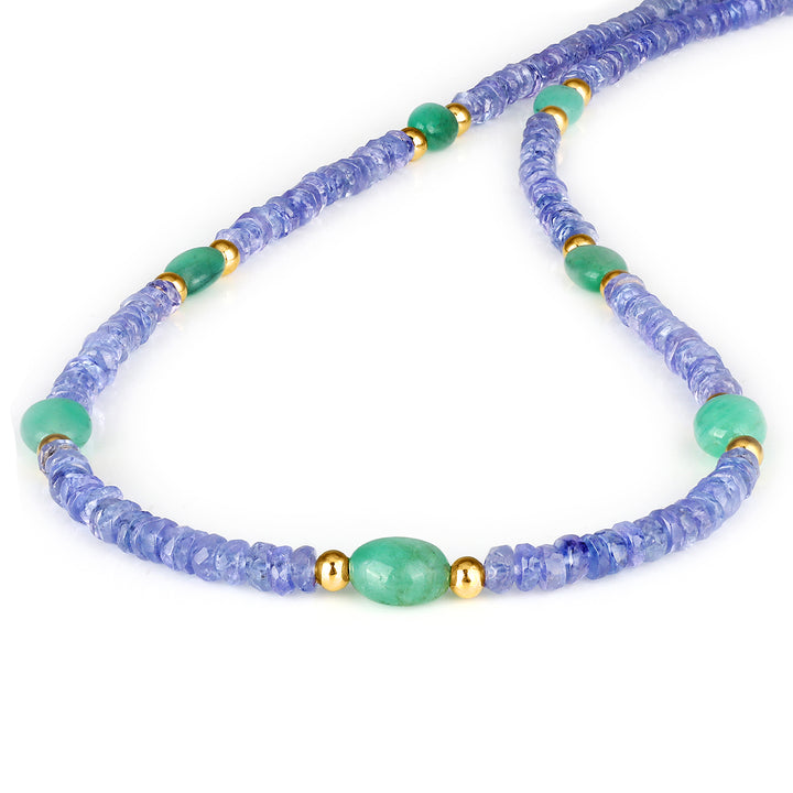 Tanzanite and Emerald Silver Necklace