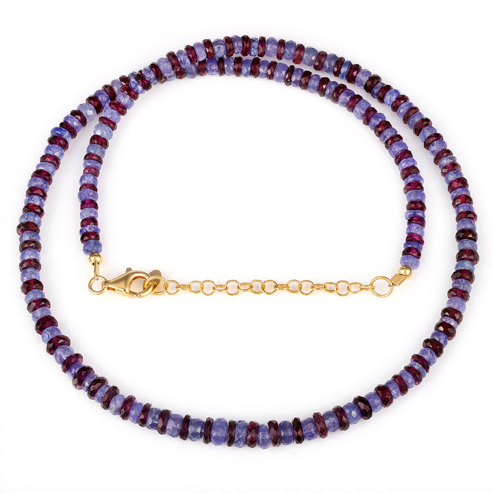 Tanzanite and Garnet 925 Silver Necklace