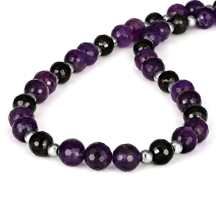 Black Spinel, Amethyst and Hematite Choker Necklace