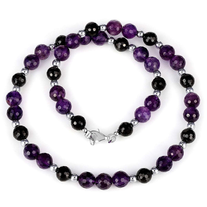 Black Spinel, Amethyst and Hematite Choker Necklace