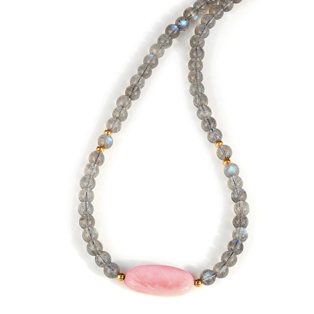 Labradorite and Pink Opal Choker Necklace