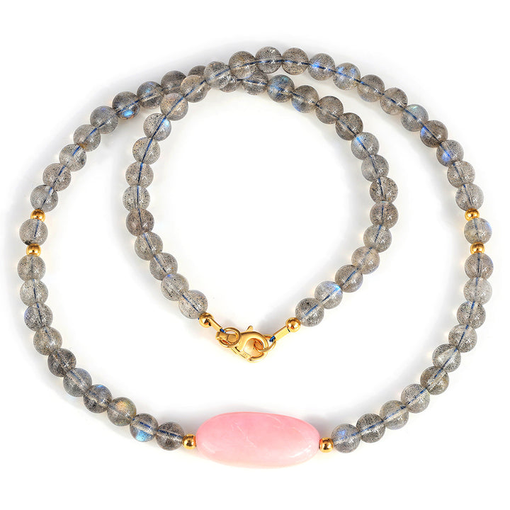 Labradorite and Pink Opal Choker Necklace
