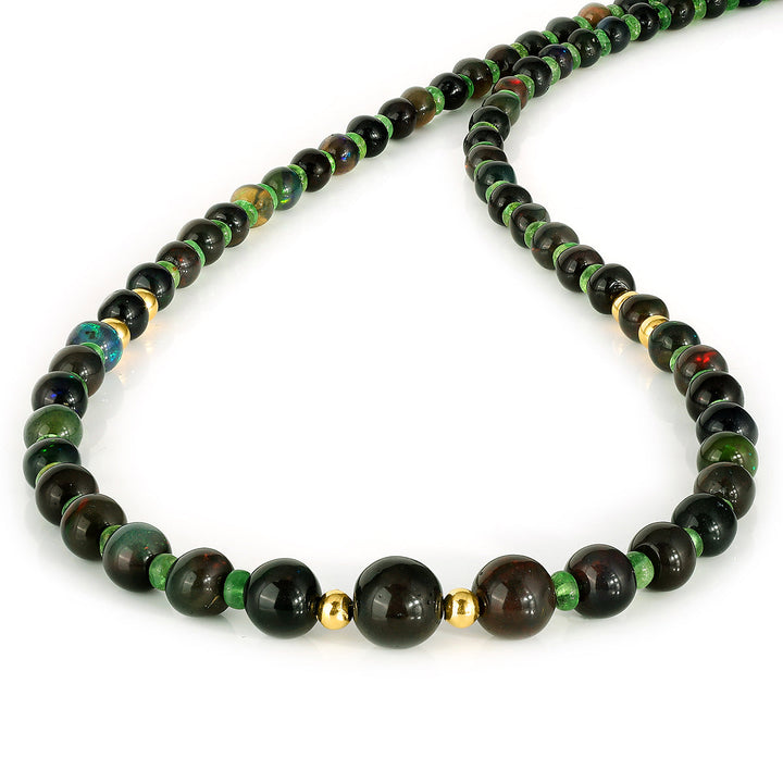 Ethiopian Black Opal and Tsavorite Necklace